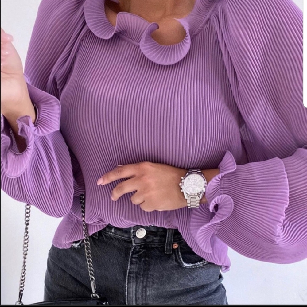 ZARA Pleated Top Sz XL - Picture 4 of 8